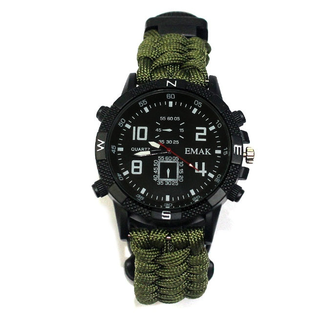 AK17 Multi-Function Survival Watch – 7-Core Paracord Compass Watch for Camping & Outdoor Adventure