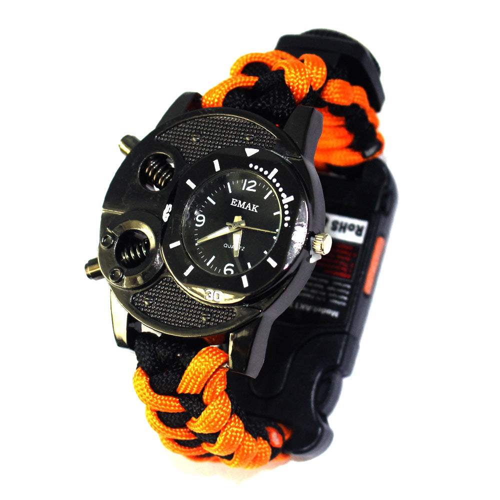 Outdoor Survival Bracelet with 7-Core Paracord, Compass & LED Light