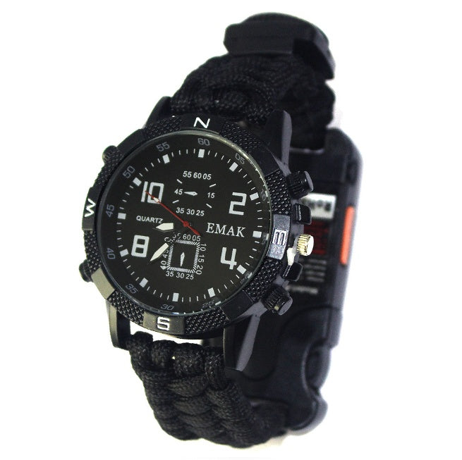 AK17 Multi-Function Survival Watch – 7-Core Paracord Compass Watch for Camping & Outdoor Adventure