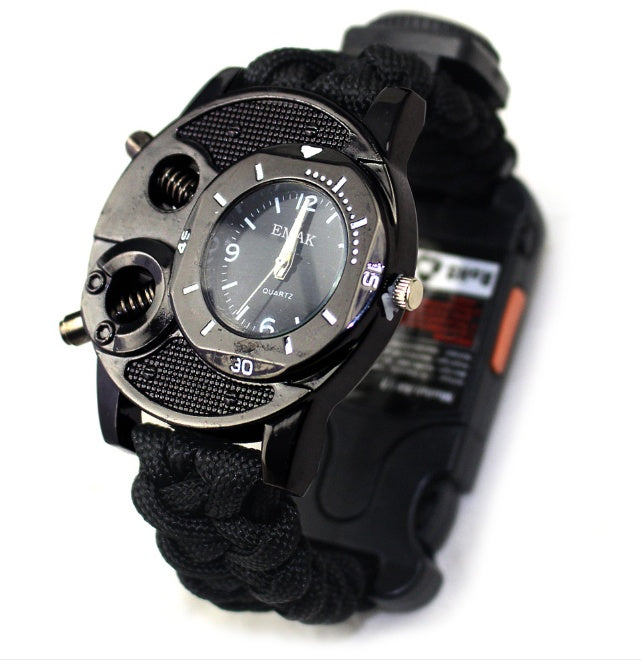 Outdoor Survival Bracelet with 7-Core Paracord, Compass & LED Light