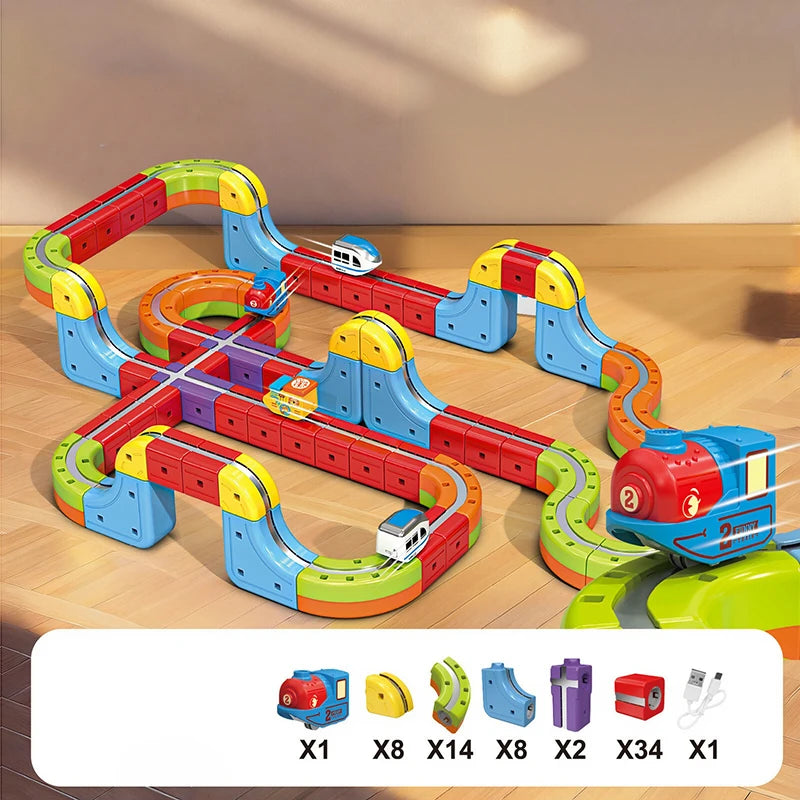 Magnetic Train Track Set for Kids – DIY 3D Educational Rail Toy