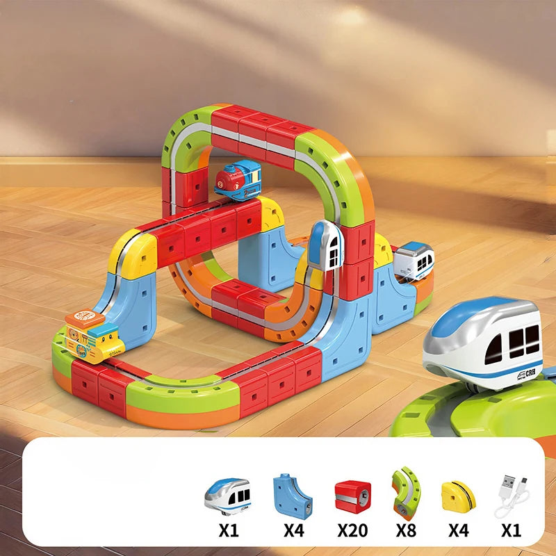 Magnetic Train Track Set for Kids – DIY 3D Educational Rail Toy