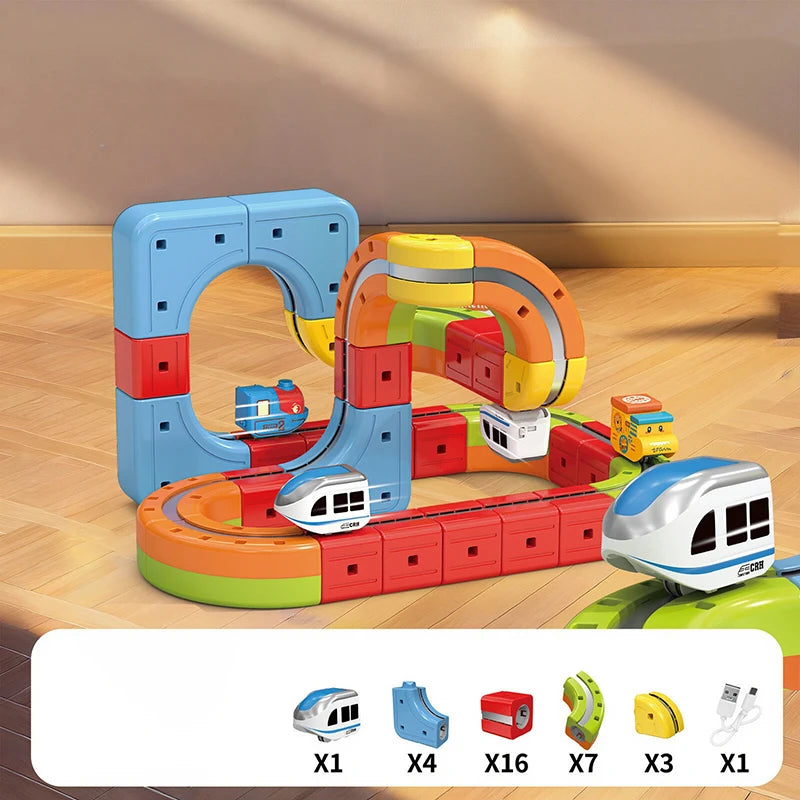 Magnetic Train Track Set for Kids – DIY 3D Educational Rail Toy