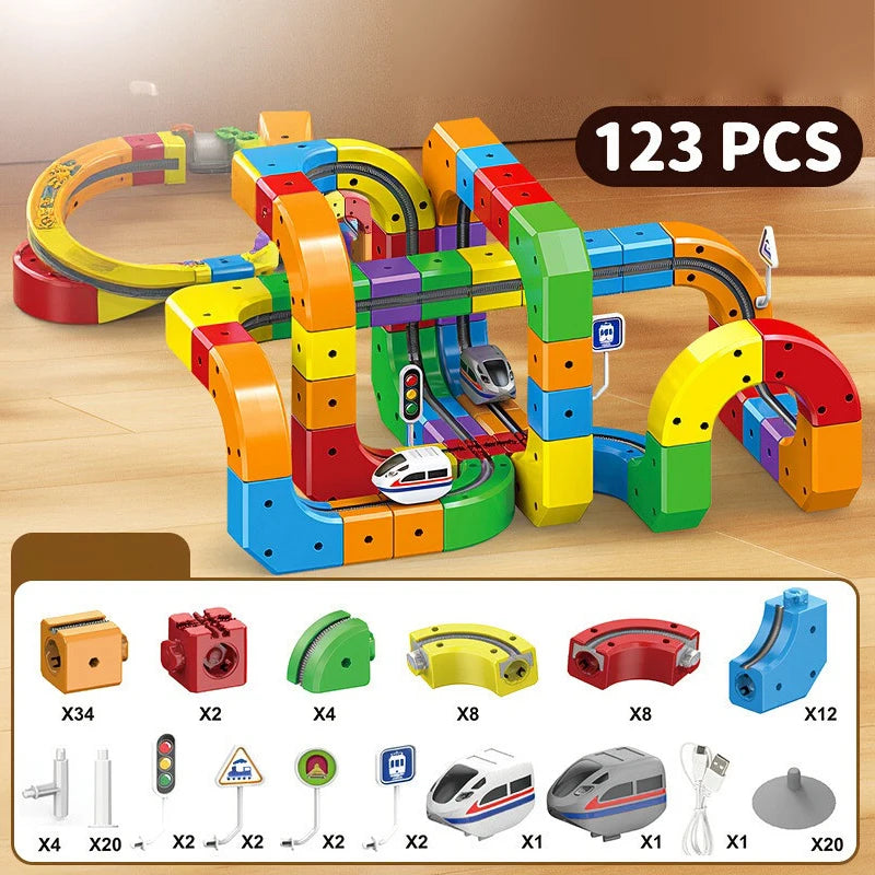 Magnetic Train Track Set for Kids – DIY 3D Educational Rail Toy