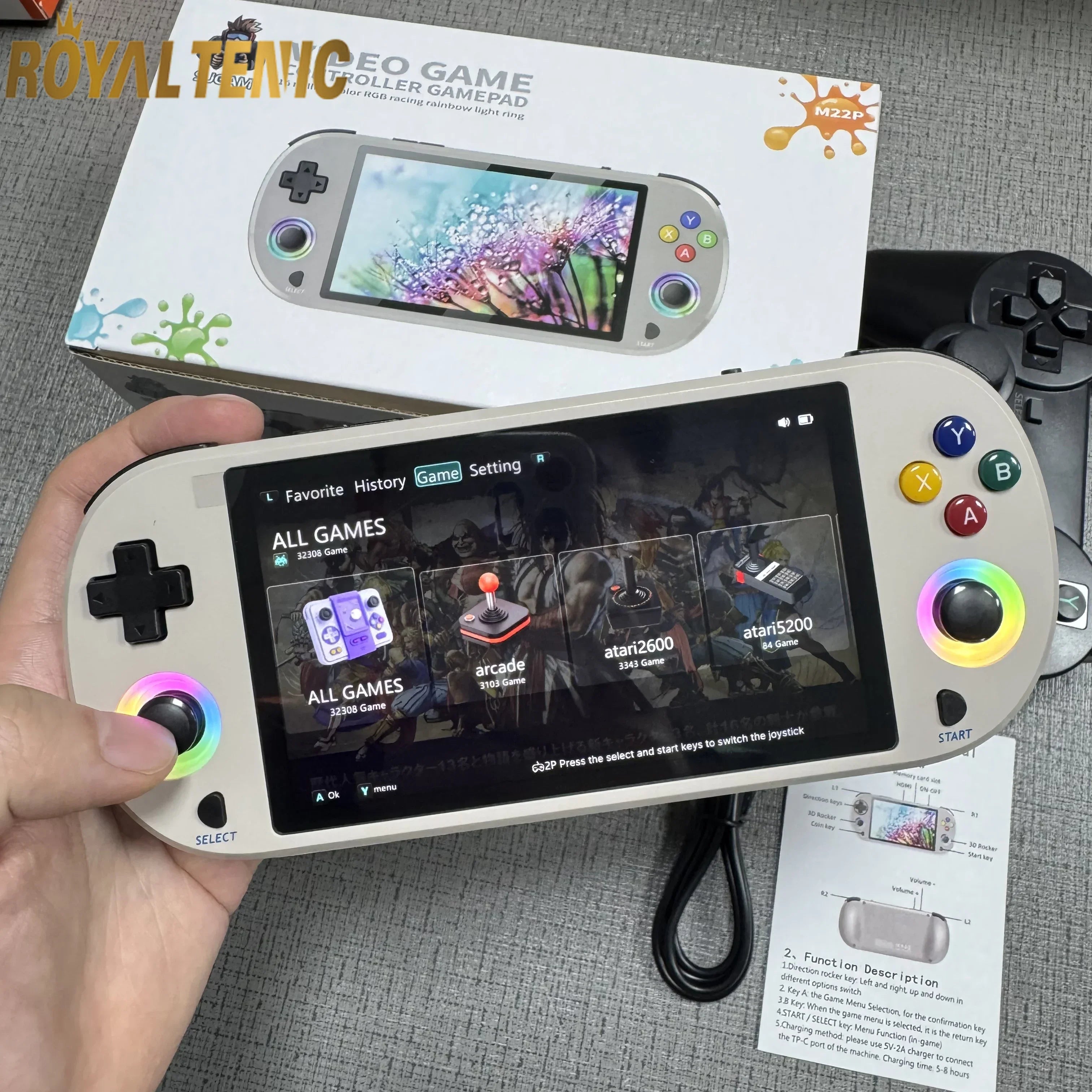 M22 Pro Handheld Retro Game Console – 128GB | 5" IPS Display | Linux EmuELEC