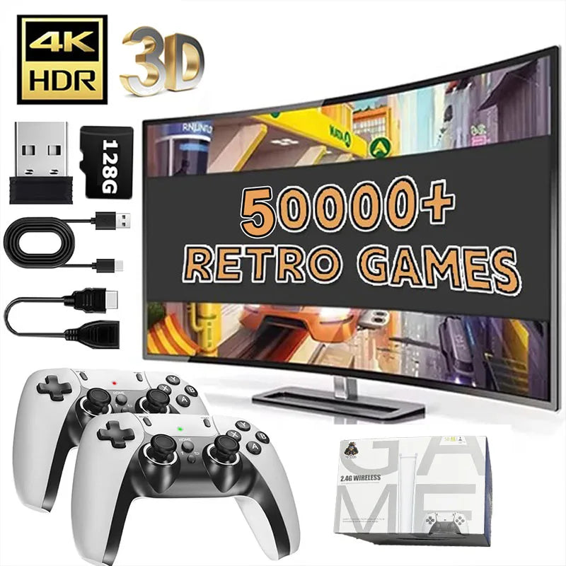 M15 4K Retro Game Stick – 128GB | 50,000+ Games | Dual Wireless Controllers