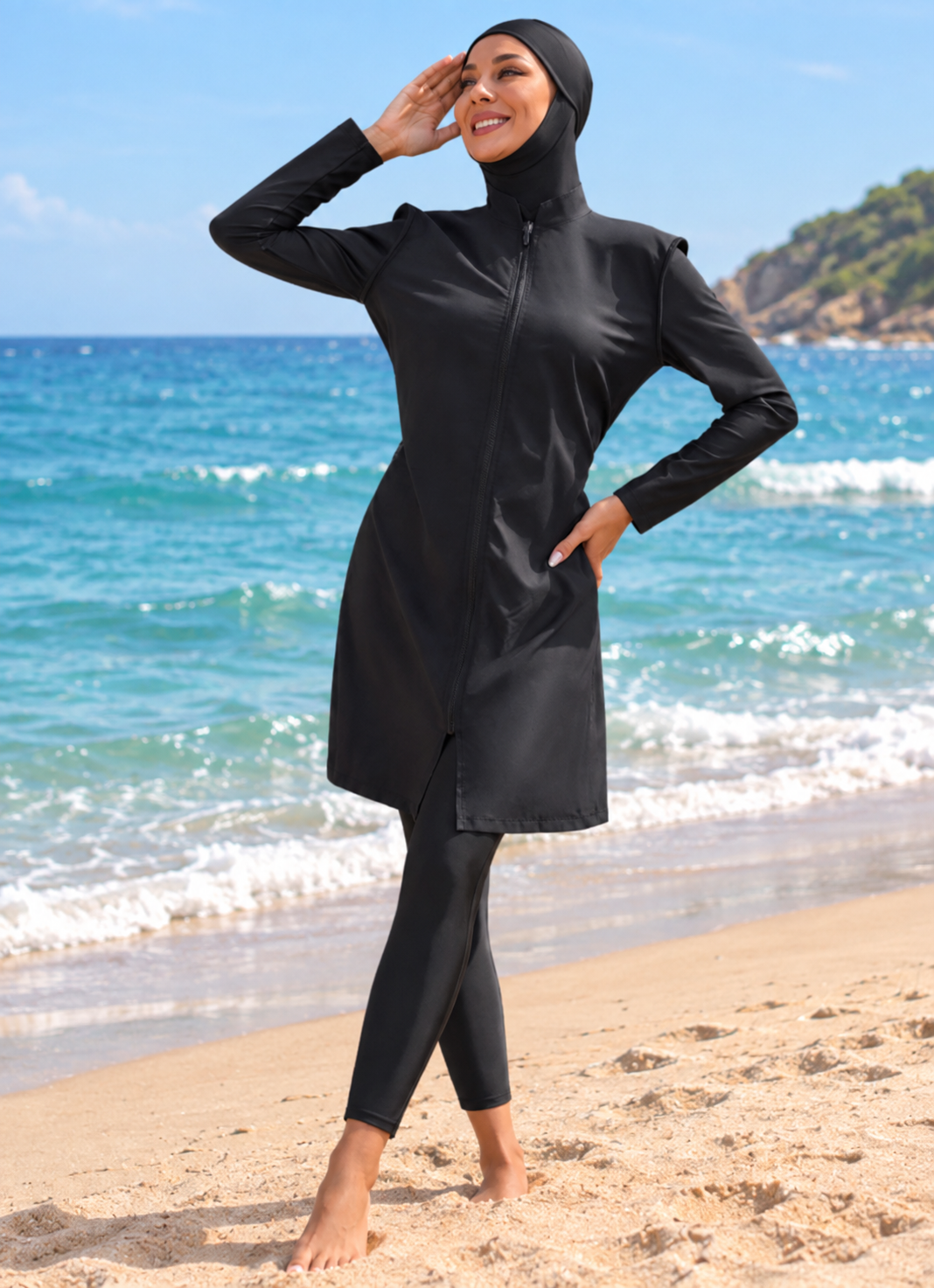 Women’s Modest Full-Coverage Burkini Swimsuit with Hijab & Leggings